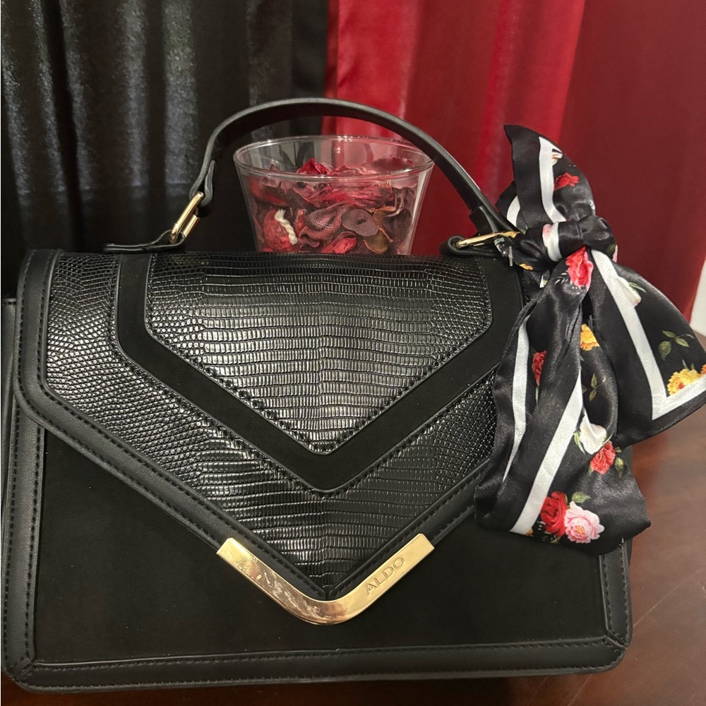 Aldo Black Satchel with Geometric Design